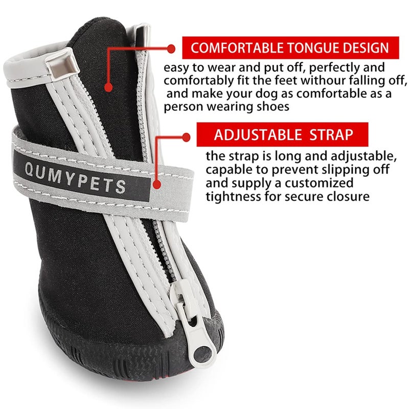 QUMY Dog Shoes for Small Dogs, Puppy Dog Boots & Paw Protectors for Winter Snow Day, Summer Hot Pavement, Waterproof in Rain Weather, Ourdoor Hiking, Indoor Hardfloor with Skid-Resistant Sole Black 3 - Image 3